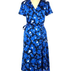 Banana Republic I Blue and Black Wrap Dress Large